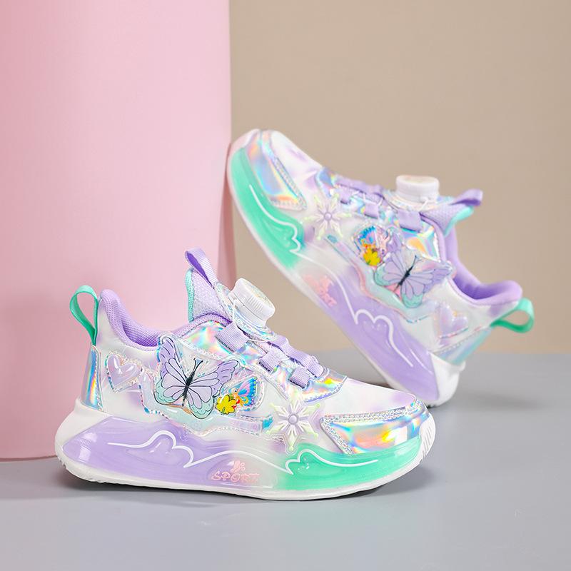 Girls shoes 2025 spring and autumn new breathable mesh leather lightweight girls running casual sneakers