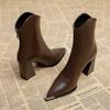 Fashion High Heels Women Ankle Boots Pointed Toe Elegant Office Leather Shoes Winter 2025 Trend Sexy Pumps Shoes Fad Chunky Botas Mujer
