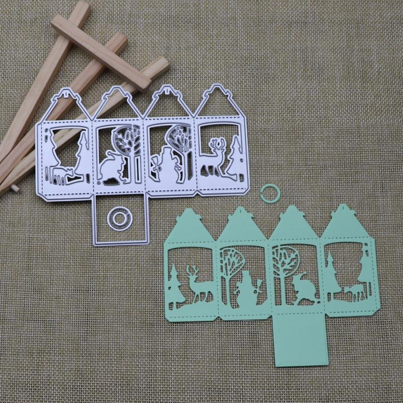 Рождественская коробка Металлические штампы для резки Олень Дерево Снеговик Трафарет для изготовления открыток Тиснение Бумажные открытки своими руками