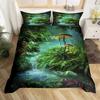 Cute Mushroom Duvet Cover Set Cartoon Mushrooms Comforter Cover Wild Mushroom Bedding Set Wildflower Botanical Plant Quilt Cover
