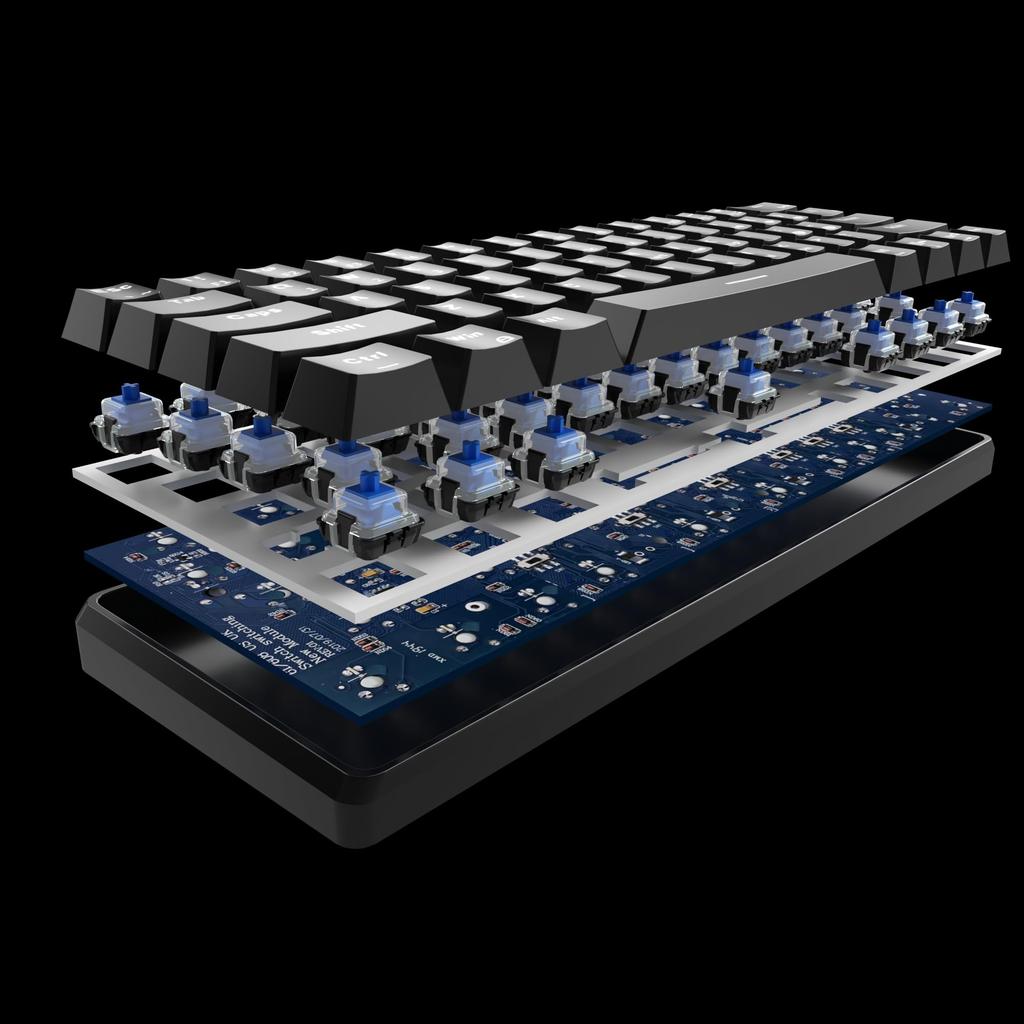 Механическая игровая 61 клавиша Синяя светодиодная подсветка Английская Японская Инструкция Синяя Клавиатура, Клавиши, Bluetooth, Беспроводная, USB, Проводная, Переключатели, Водонепроницаемая,
