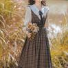 2 Piece Set Dark Academia Dress Double Check Tank Top Skirt and Long Sleeve Shirt Spring Cottagecore Dress French Dress