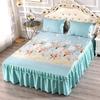 Green Bedding Set Luxury Lace Bed Linen Heighten Bed Skirt Queen Bed Mattress Vivid Printing Double Bed Sheets with Pillowcases