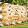 2D Bee Themed Birthday Photography Backdrop Honey Jar Photo Booth Banner