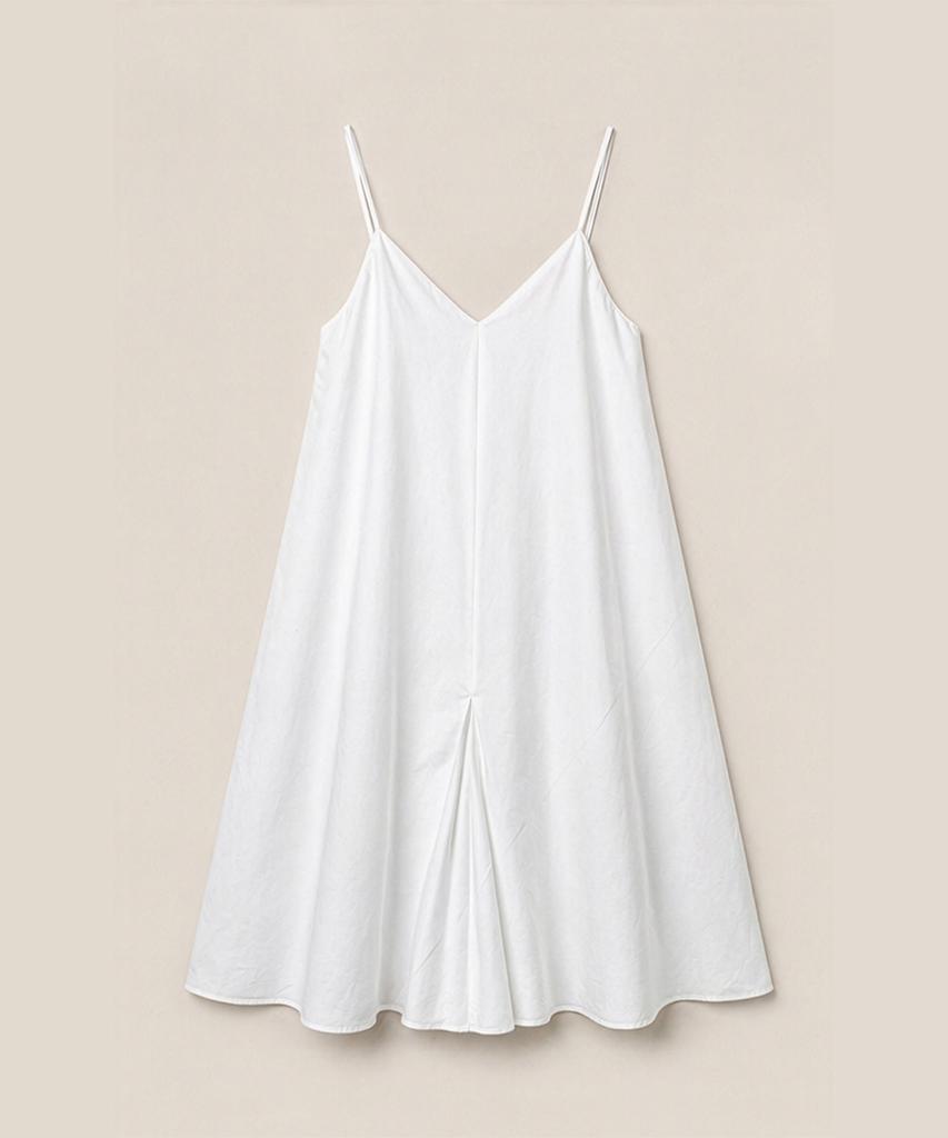 320SHOWROOM Хлопковое платье-комбинация с V-образным вырезом и карманом Белое