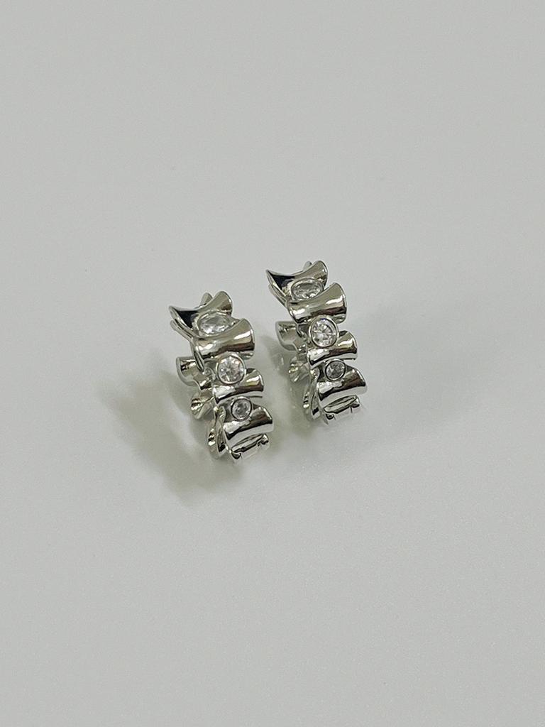 Серьги Sosoo с кристаллами и плиссировкой, застежка one-touch