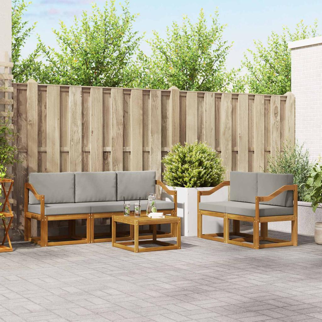 Outdoor Sofa Set with Cushions 6 pcs Natural and Light Grey