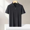 High end men's summer short sleeved polo shirt with mulberry silk and Tencel, high elasticity and easy to maintain T-shirt