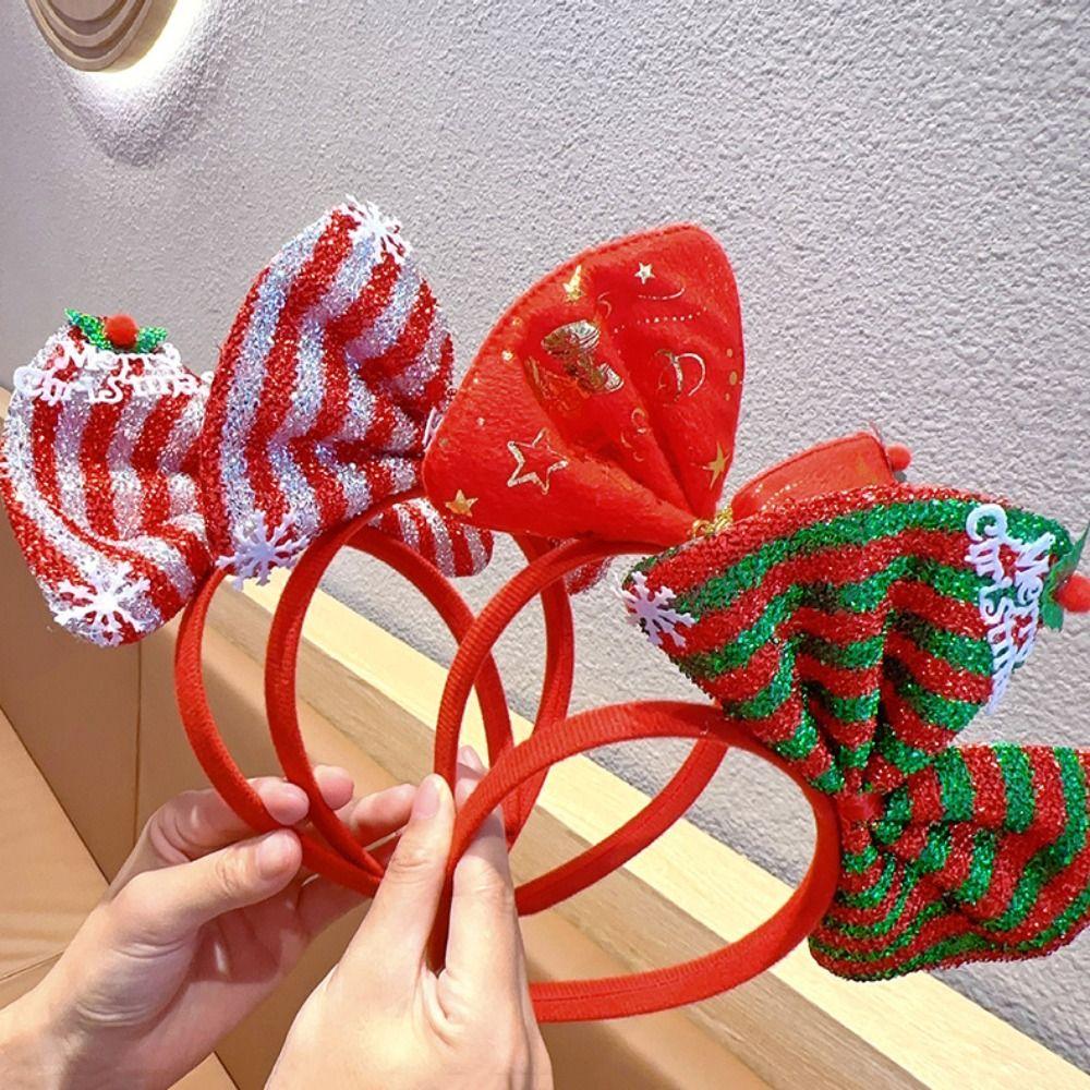 Non-slip Christmas Hairband Plush Christmas Headband Gift Bowknot Hair Hoop Party