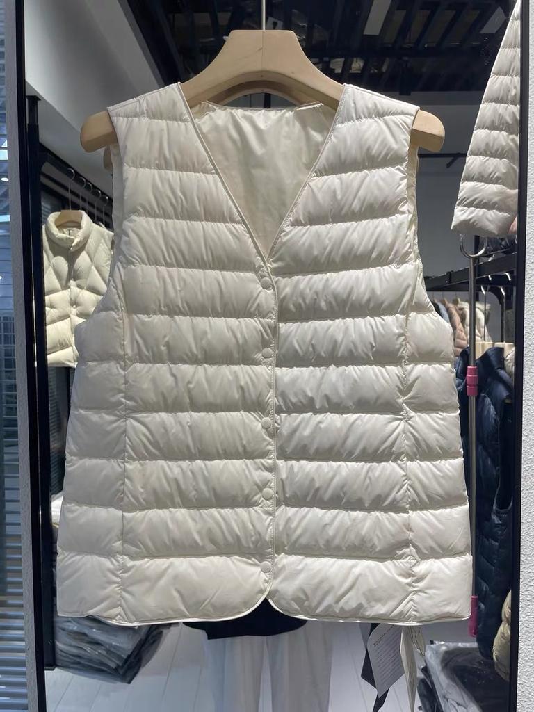 Женский пуховый жилет с подкладкой 90% белый утиный пух короткий жилет утолщенный теплый пуховик