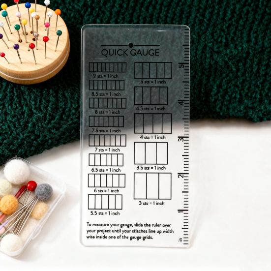 Быстрая вязаная измерительная линейка Двусторонняя шкала Калькулятор петель Калибры спиц Инструмент для вязания Измеритель точности измерений