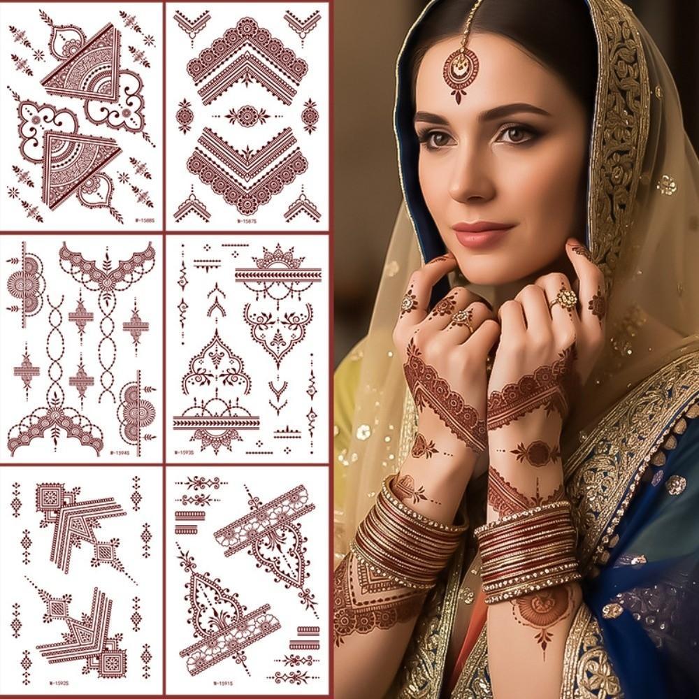 Lace Fake Tattoo Henna Tattoo Stickers Legs Arm Body Art Sticker Temporary Tattoo Finger Hand
