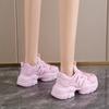 Мода Женские Новые Модные Кроссовки на Толстой Подошве 2024 Осень Повседневная Спортивная Обувь для Ходьбы Сетка Кожа Балетки Универсальная Женская Обувь