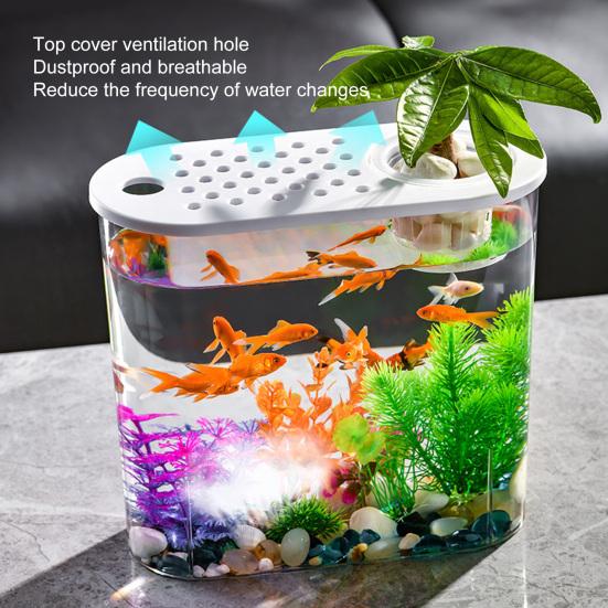 Стильная настольная миска для рыбы с отверстиями и крышкой, гидропоника, почвенная культура, идеально подходящая для декора дома или офиса