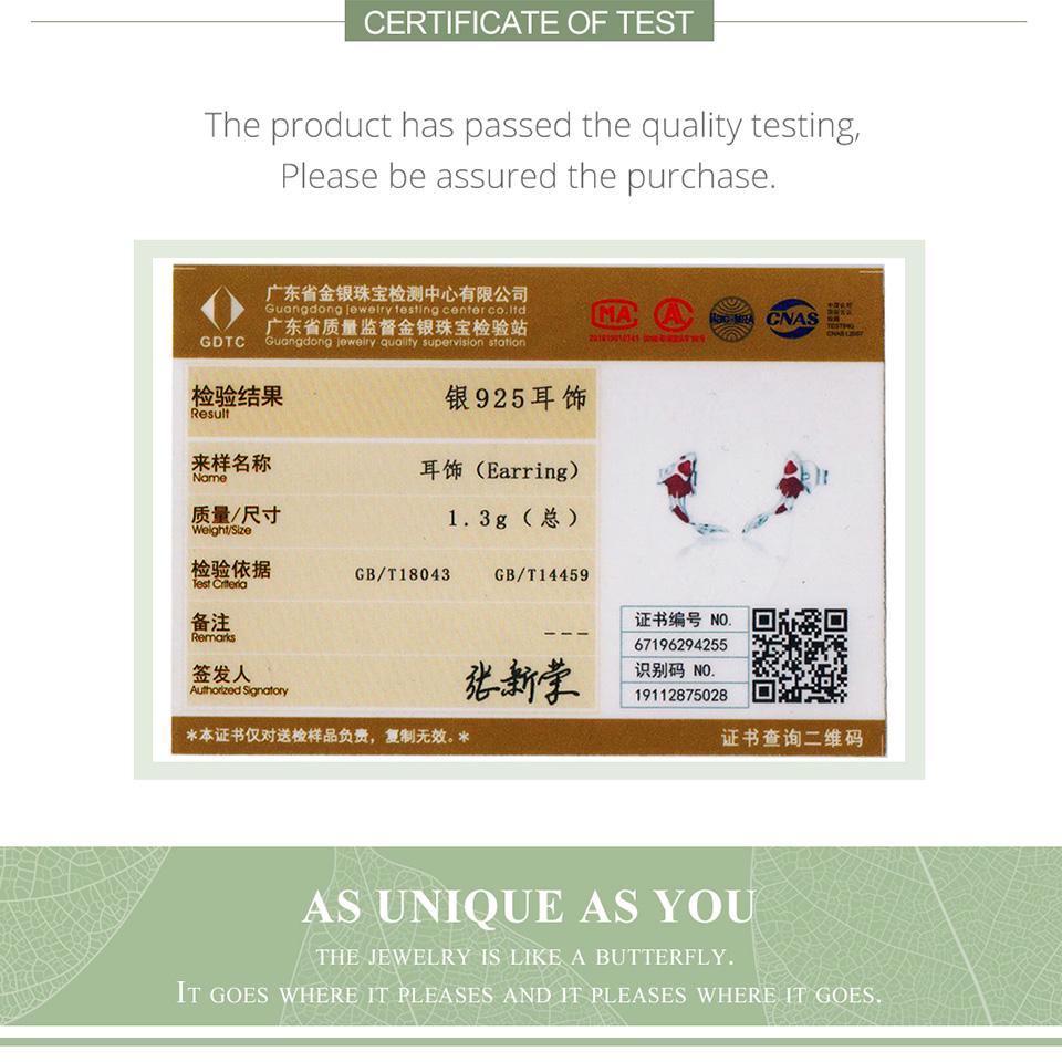 Bamoer Luck & Courage Earrings 925 Silver Koi Red Enamel Silver Polished Women Stud Earrings