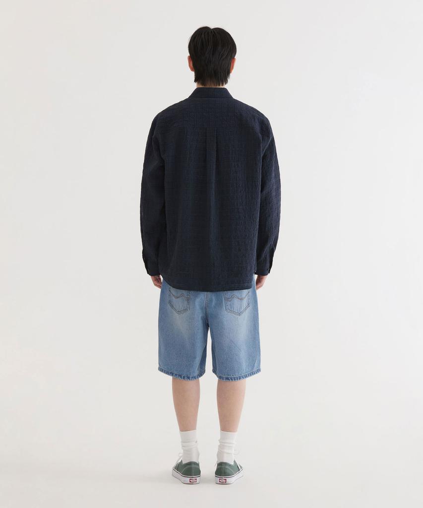 COVERNAT Summer Seersucker Shirt Navy