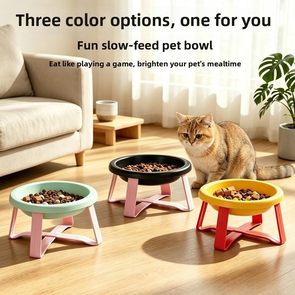 With Stand Pet Food Bowl Bite-resistant Cat Bowl Anti-Choke Slow-Feeding Bowl Outdoor Use
