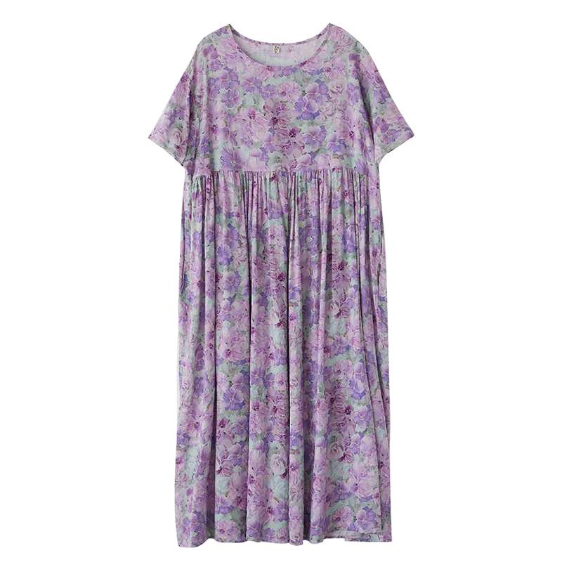 Summer Short Sleeved Round Neck Bohemian Print Dress