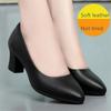 Women High Heel Shoes Ladies Pumps Fashion Soft Leather Professional Work Shoes Women Round Toe Thick Heel Shoes