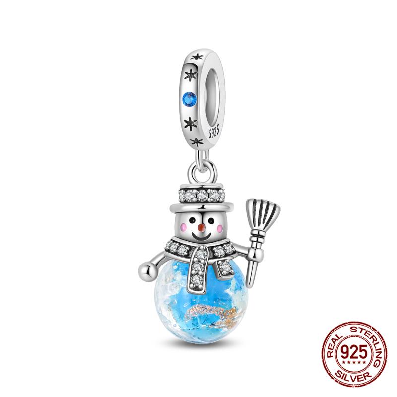 Winter Series Ski Polar Bear Snowman Charms Fit Original Bracelet DIY Jewelry Making Women Gift 100% 925 Silver