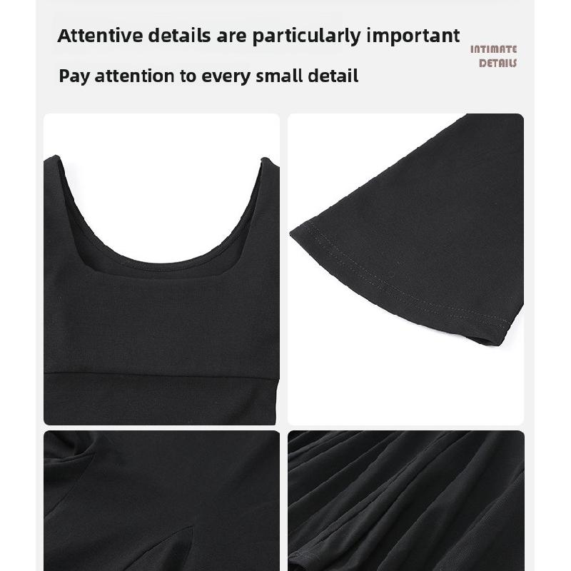 Black slim-fit square-neck French-style fishtail dress with inner slip dress for women, spring and autumn 2026 new model dress