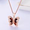 Butterfly Shape Design Luxury Jewelry Natural Garnet Pendant Necklace Sterling Silver for Lady and Girls Daily Wear Fine Gifts