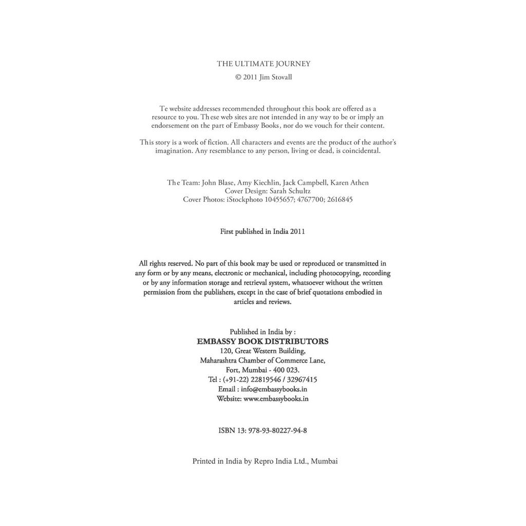 The Ultimate Journey Paperback Book by Jim Stovall (Author) Novel JL155868600108