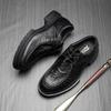 Повседневная кожаная обувь мужская осень и зима новая мужская модная дышащая кожа круглая голова черная шнуровка деловая универсальная обувь