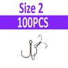 100pcs Multiple Size Treble Hooks Fishing Hook for Lures Size 12 10 8 6 4 2 1 1/0 2/0 3/0 4/0 5/0 Black Color [YG0001]