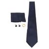 8cm Men Necktie Set Blue Gold Ring Stylish Comfortable Skin Friendly with Cufflinks Handkerchief