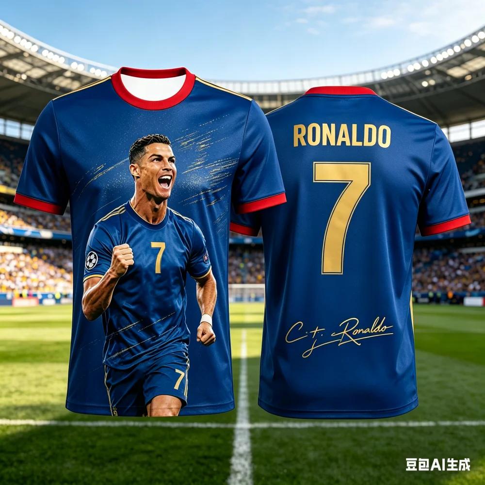 New 2026 Ronaldo Fan Edition Soccer Jersey Kids Quick Dry Breathable 3D Print Football Shirt Summer Outdoor Sports T Shirt