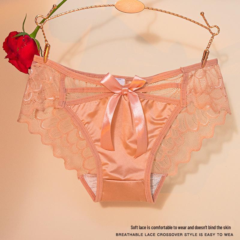 Атласные трусики-слипы со средней посадкой и кружевом - Сладкие и Сексуальные