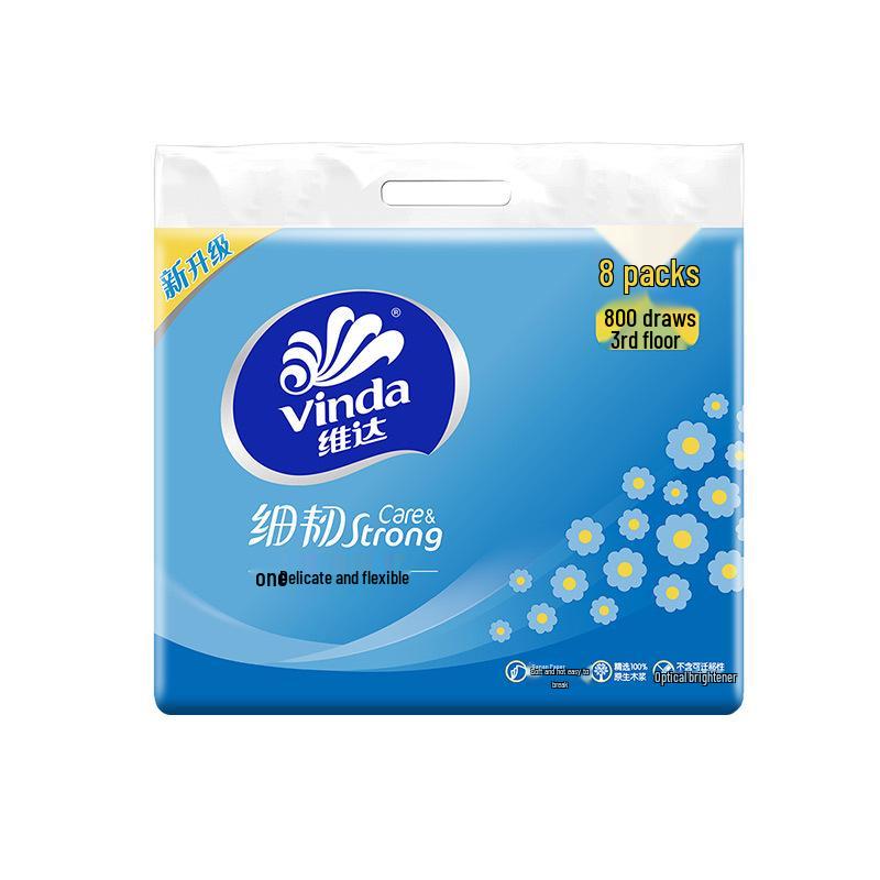 Бумажные платочки Vinda 3-слойные - 8 упаковок по 100 шт. каждая, Доступные для домашнего использования