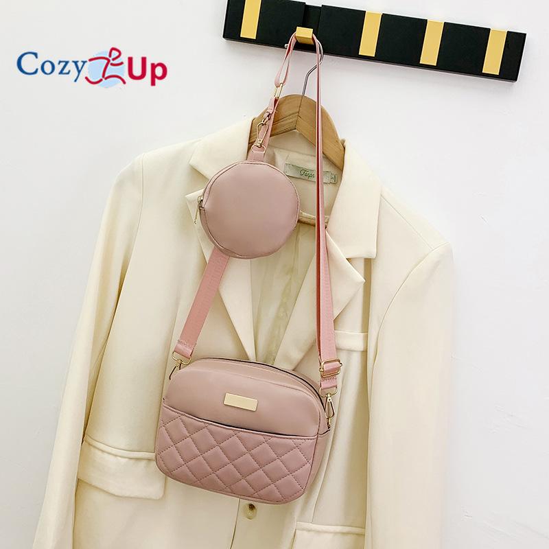 Дорожная сумка через плечо Cozy Up Xiaoxiangfeng из двух частей с ромбовидной сеткой