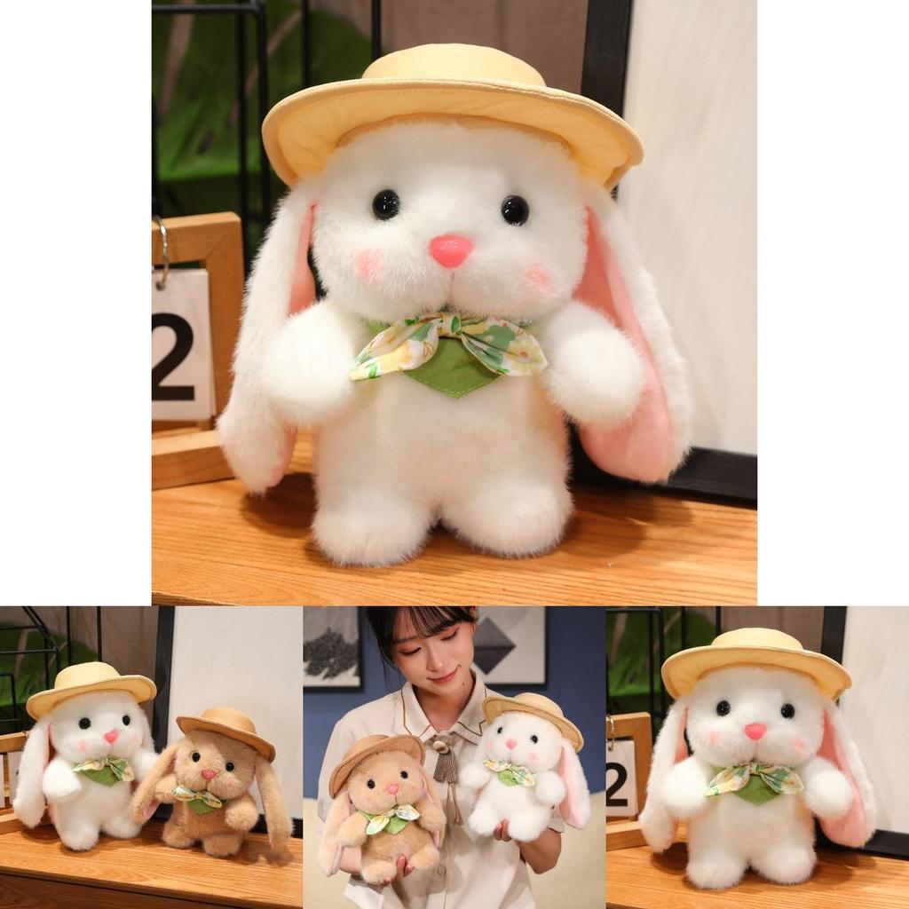 Adorable Plush Pudding Rabbit Toy With Hat Soft White Bunny Doll For Kids And Collectors