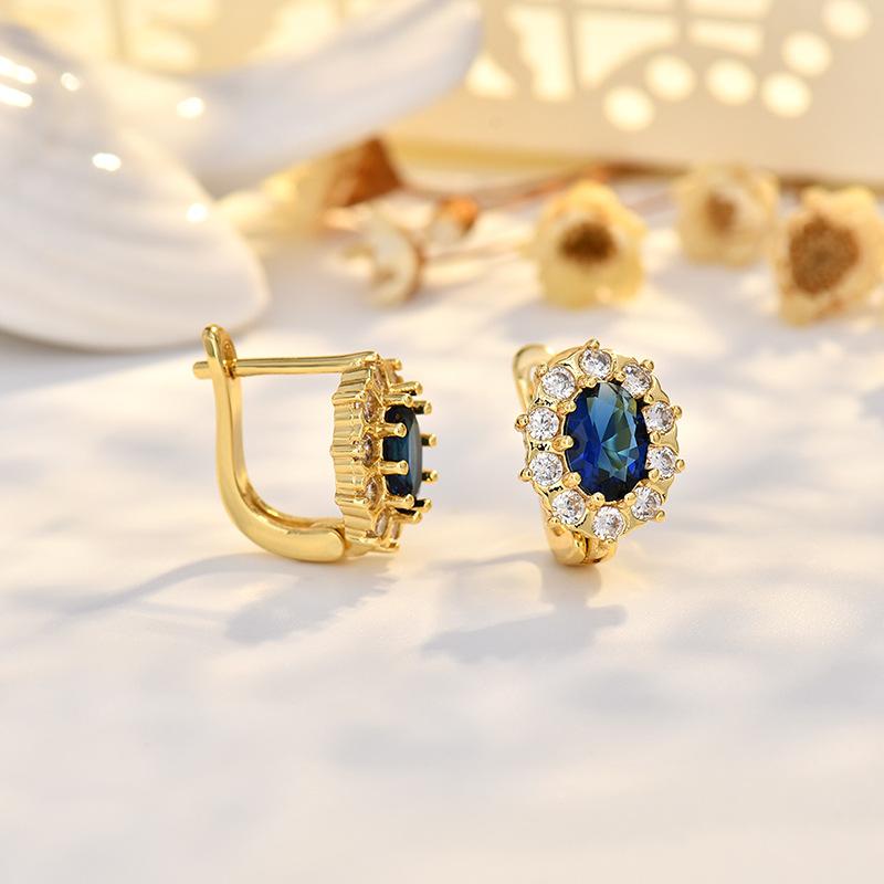 BELLA BOX Новая европейская и американская мода золотая серьга-кольцо женские циркониевые изумрудные серьги и украшения