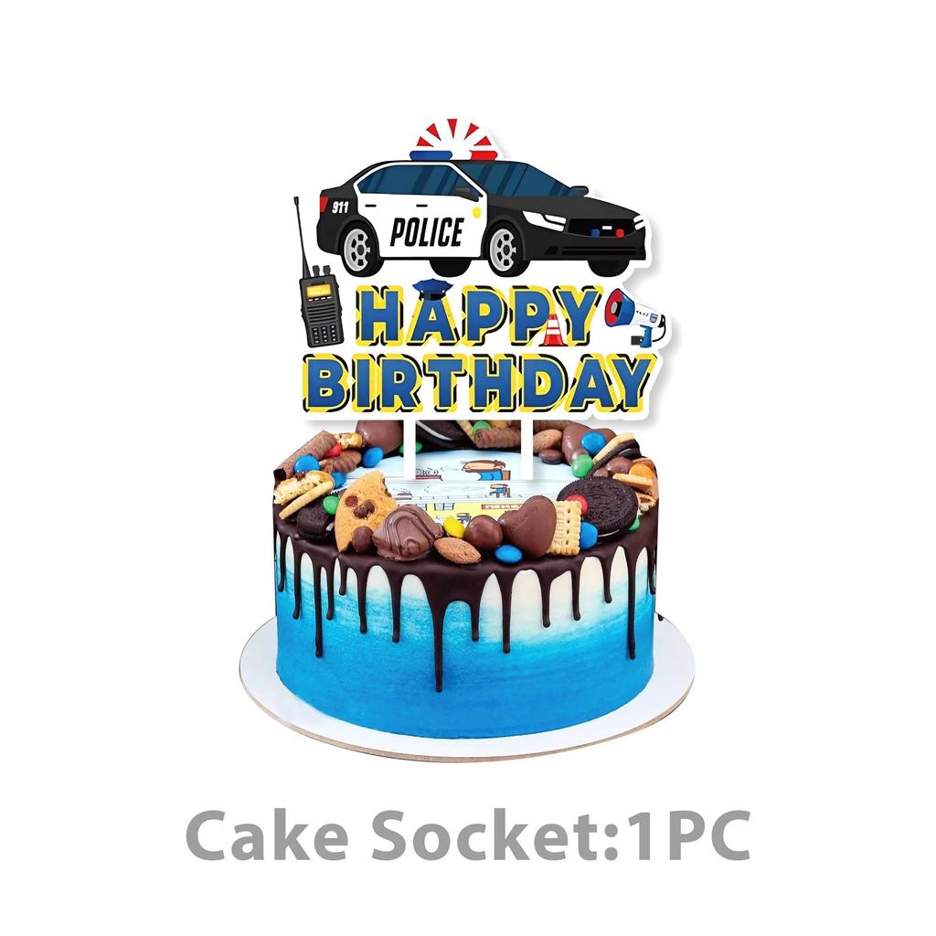 Cartoon Police Car Party Decoration Including Disposable Paper Plates Paper Cups Tissues And Childrens Party Decorations