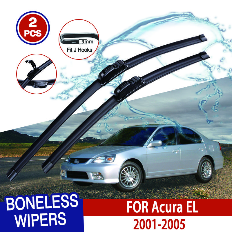 For Acura EL  2001-2005 Car Windshield Wiper U-type Soft Rubber Frameless Bracketless Car Wipers 21"+19"