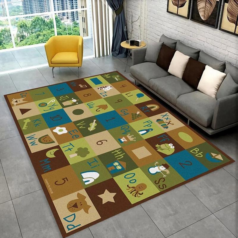 Ковер с мультяшным алфавитом ABC для детской спальни, для декора дома, гостиной, прихожей, нескользящий напольный коврик, ковры для зоны дивана и журнального столика в отеле