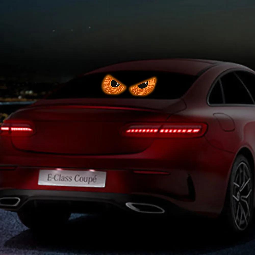 Светодиодные сигнальные огни для лобового стекла автомобиля, мигающие светодиодные декоративные огни USB, гибкие светодиодные панели для лобового стекла автомобиля, светящиеся в виде глаз дьявола