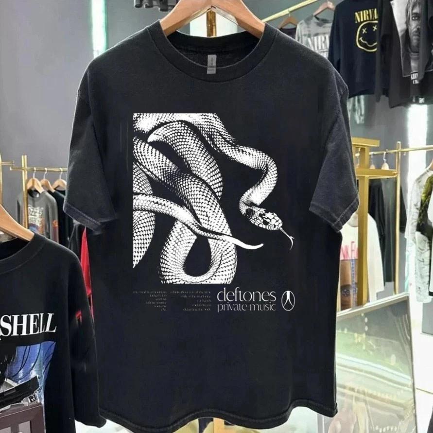 Новая одежда Deftones 2025 Private Music Логотип Змея Футболка Подарок для друзей Унисекс Футболка