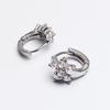 P1029W S925 Silver Cubic Flower One-Touch Hoop Earrings (1 Pair)