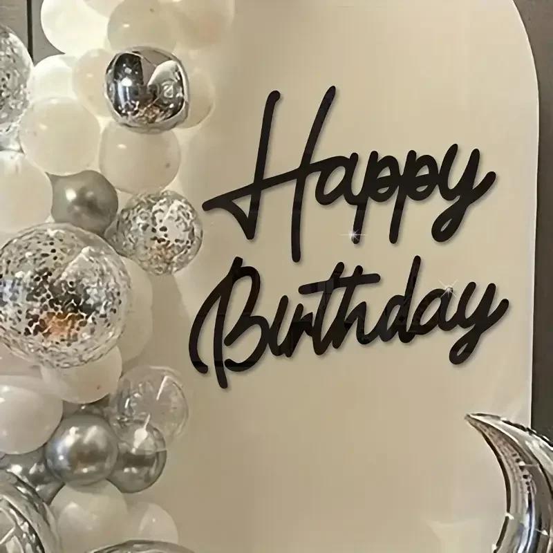 Happy Birthday 3D Letter Mirror Wall Stickers Acrylic Signature Birthday Party Decoration Background Wall Photo Home Decor