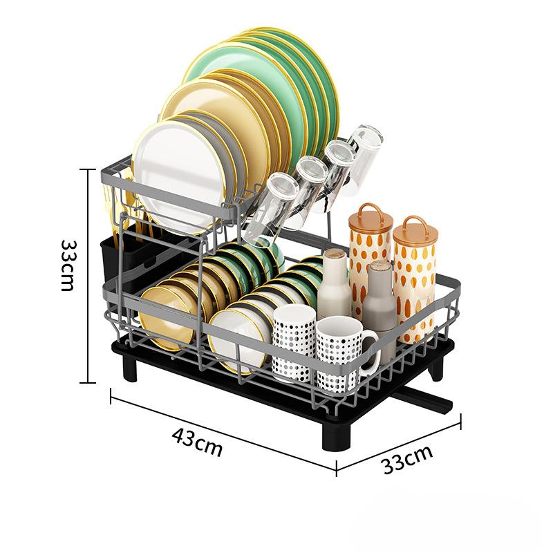 Компактная полка для посуды Многофункциональная полка для сушки посуды Нержавеющая кухонная сушилка для посуды