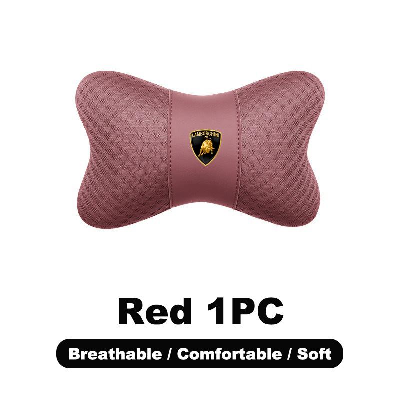 1pcs Car Leather Headrest Seat Lumbar Pillow Auto Accessories For Lamborghini LP570 LP610 Urus LP700 LP770 Gallardo Aventador byu2