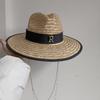 Summer Straw Hat Pearl Pin Women's Summer Seaside Sunshade Hollow Groove Flat Top Straw Hat  Sombrero