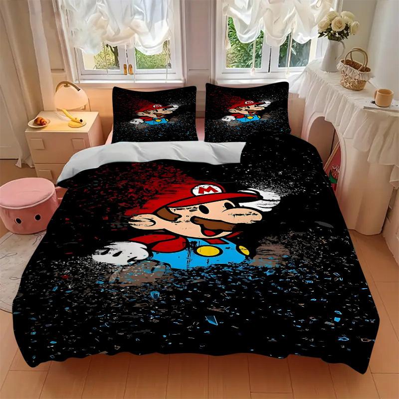 3pc Mario Bros Bedding Set Guest Room Bedroom Decor Christmas Halloween Decor Birthday and Holiday Gifts- All Seasons 3pcs Quilt 087