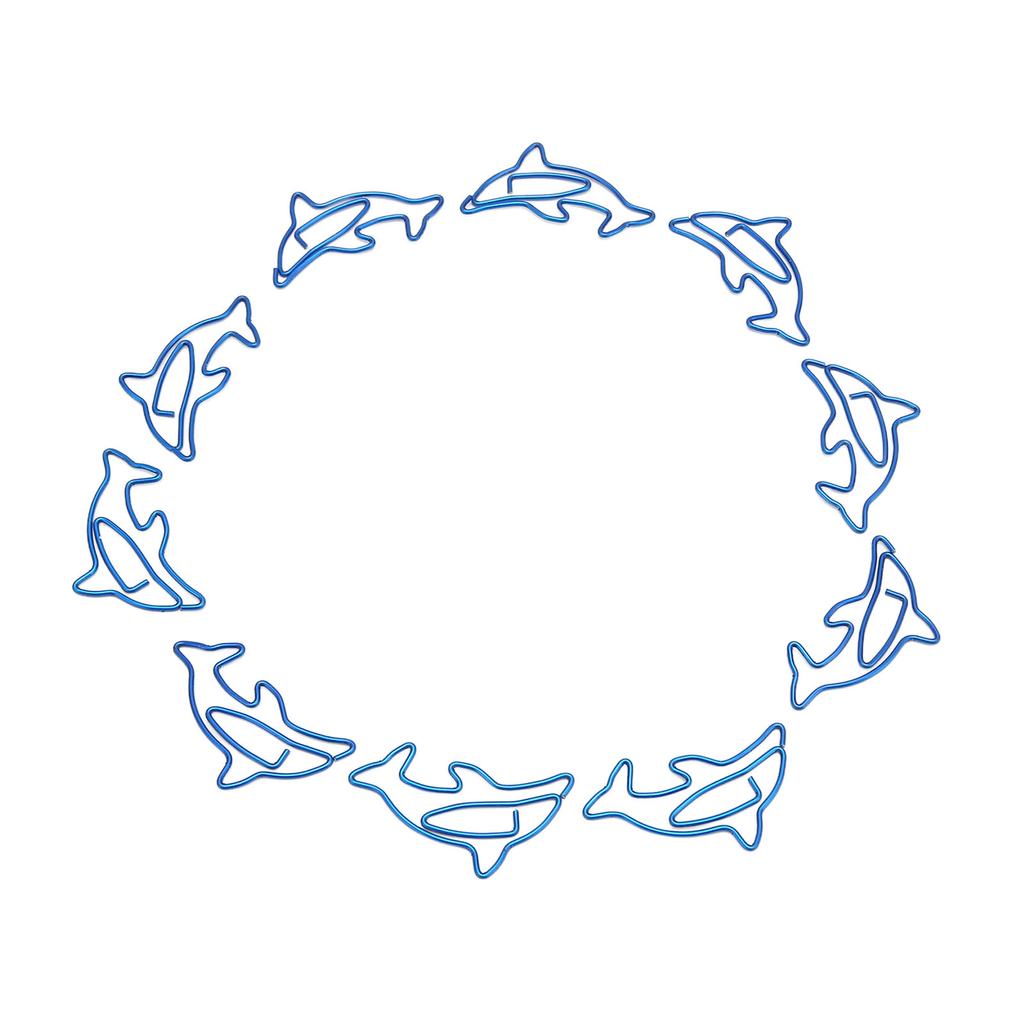 100Pcs Paper Clips Unique Dolphin Shape Lightweight Portable Electroplating Process Metal Paperclip