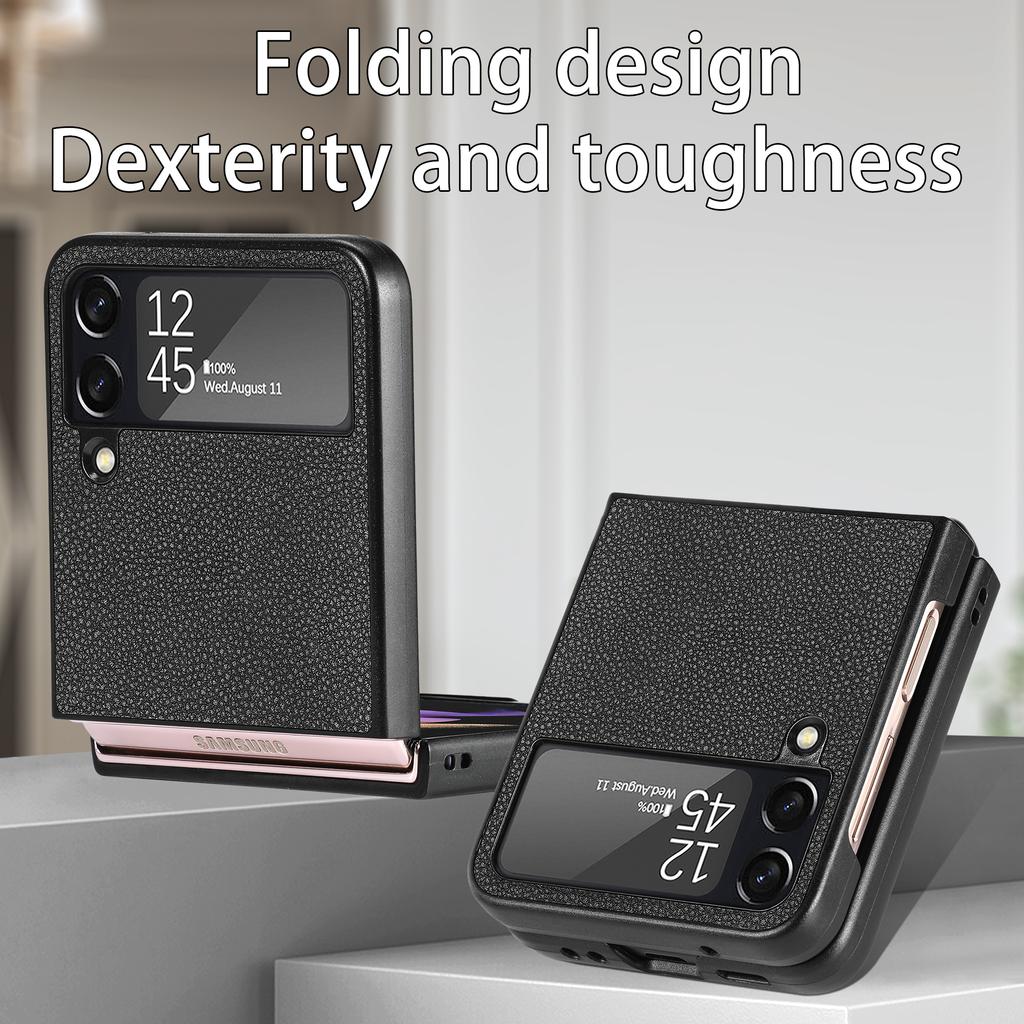 Lightweight Leather Phone Accessories Case For Samsung Galaxy Z Flip4 Flip 4 Flip3 5g Flip 3 Zflip4 Anti -Scratch Card Slot Bag
