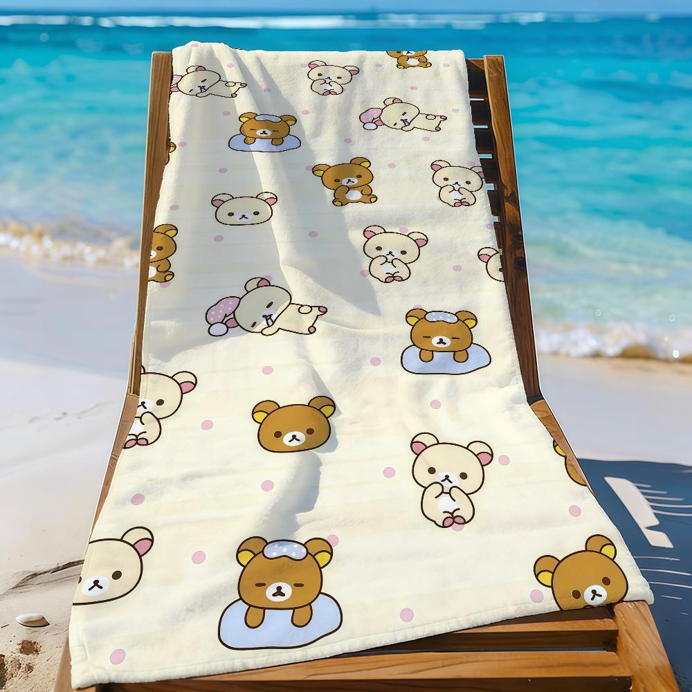 Мультяшный Милый R-Rilakkuma-S Милое Полотенце Спортивное Быстросохнущее Туристическое Снаряжение для Кемпинга Пескостойкое Мягкое Легкое Большое Пляжное Полотенце